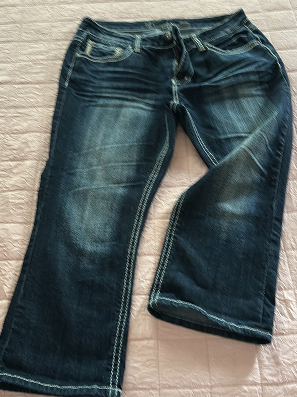 new directions Indigo Cropped Jeans with Faded Wash